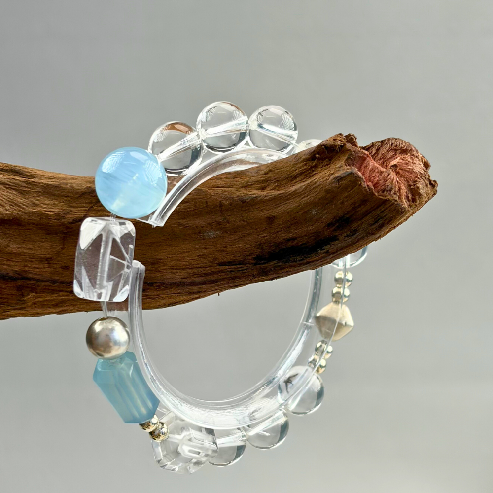 Aquamarine Clear Quartz Hematite Balance Bracelet