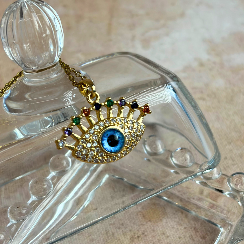 Blue Evil Eye Multi-Gem Protection Necklace