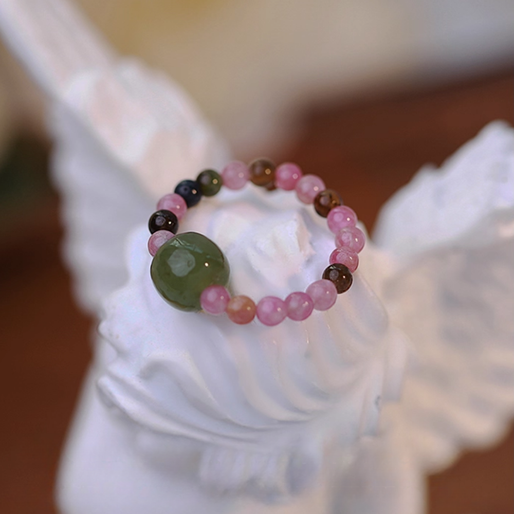 Tourmaline Hetian Jade Harmony Ring