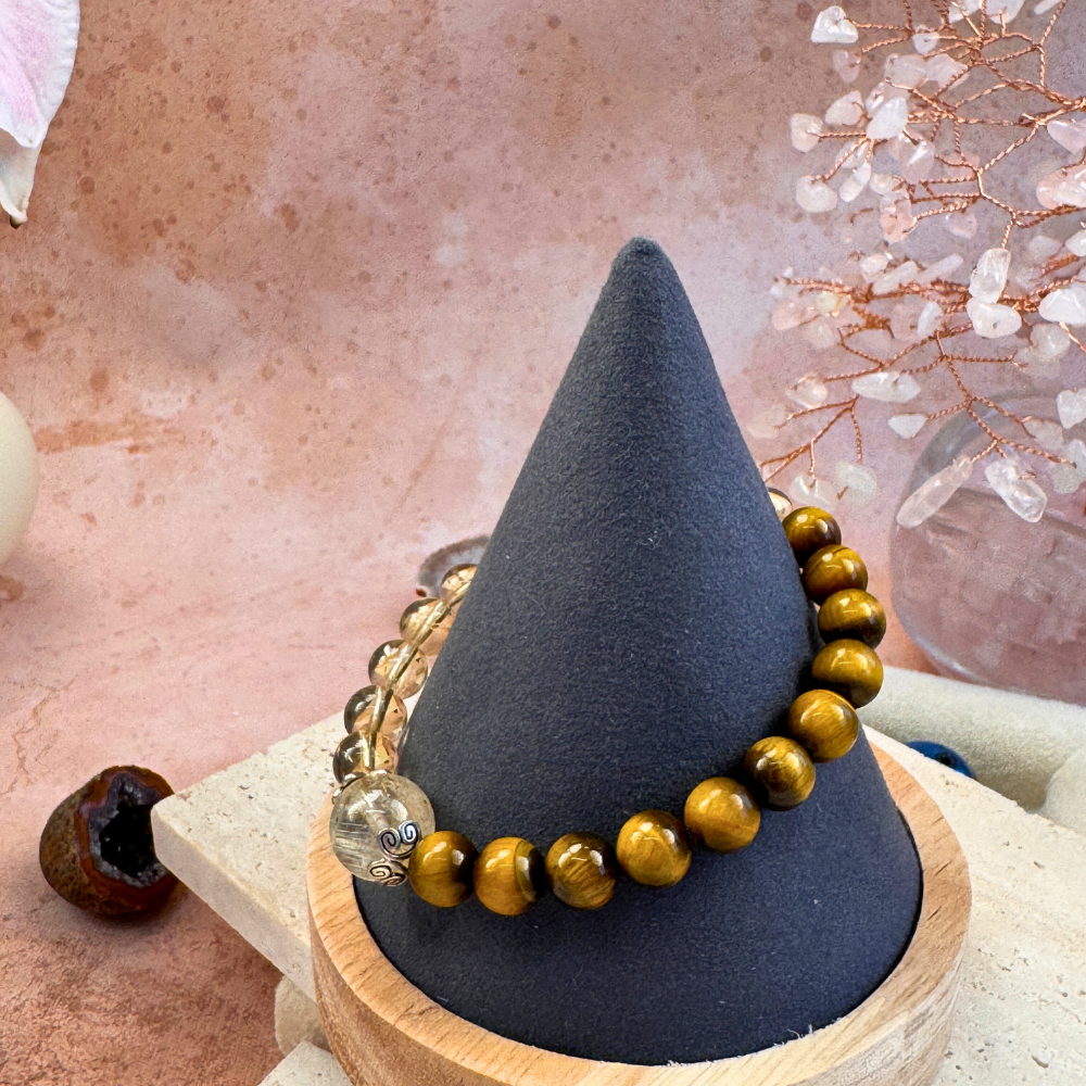 Rutilated Quartz Tiger’s Eye Abundance Bracelet