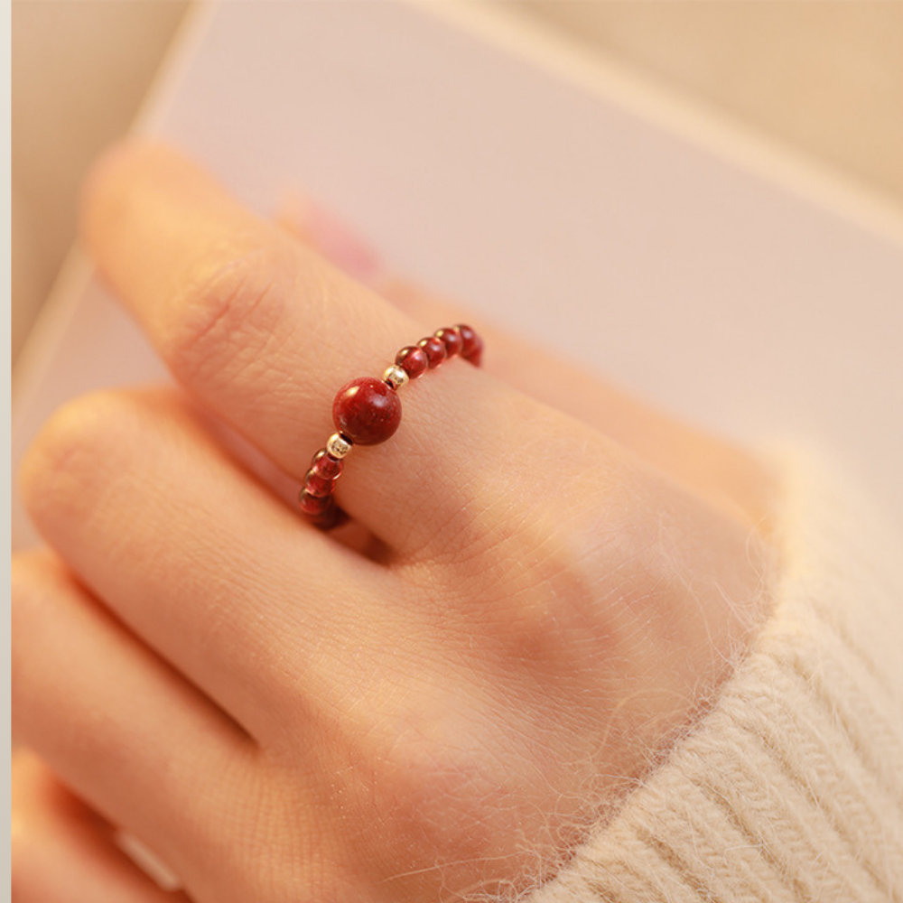 Garnet Vital Spark Adjustable Beaded Ring