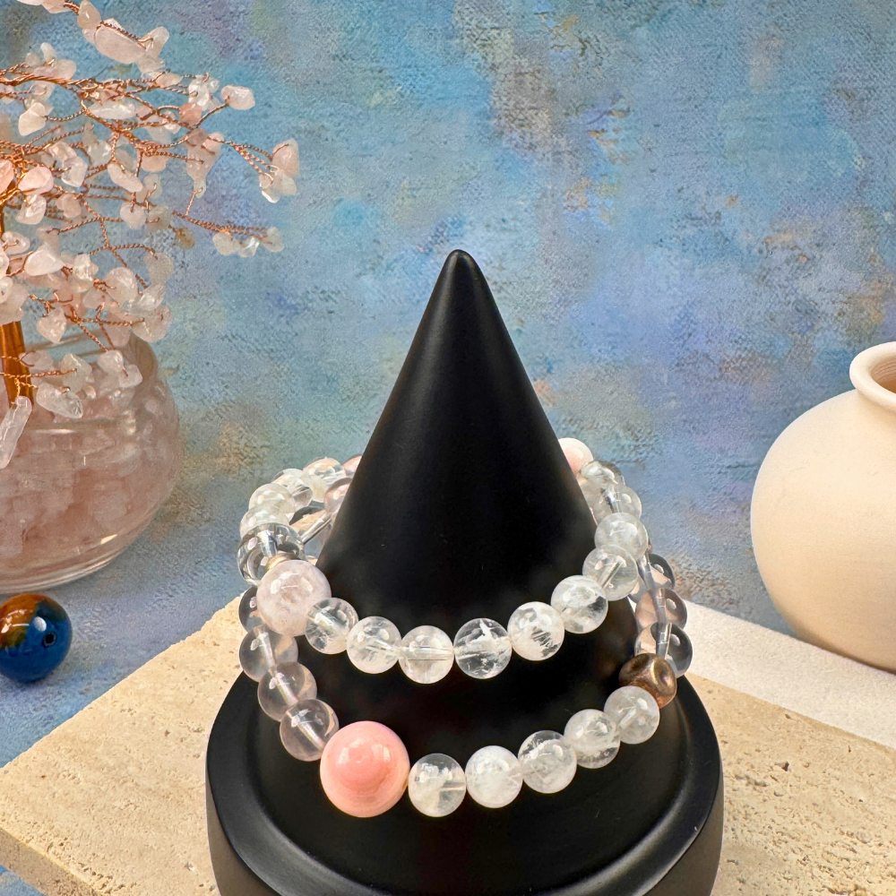 Rose Quartz Clear Quartz Agate Harmony Bracelet