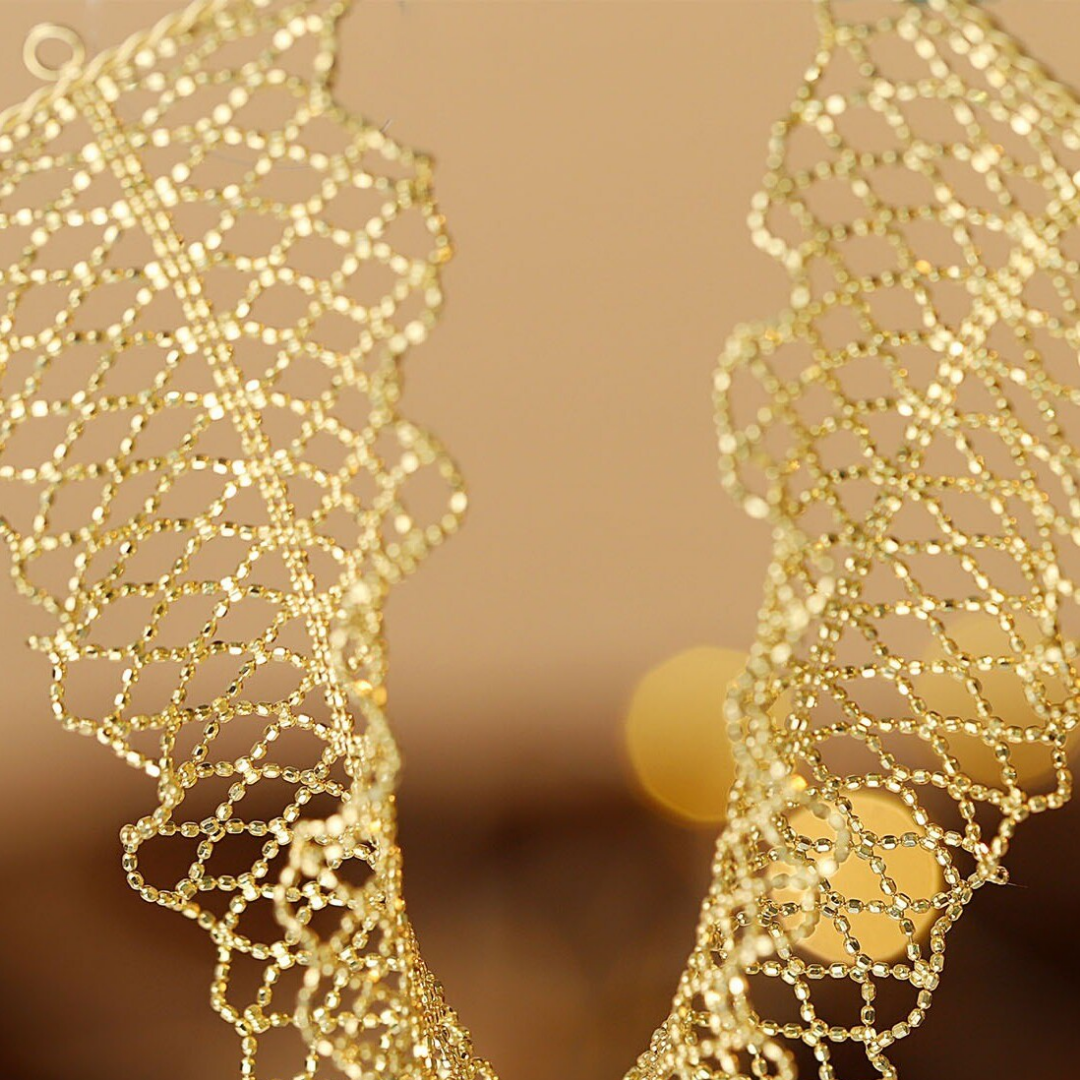Handwoven Gold Lace Cuff Bracelet Adjustable Filigree Statement Bracelet