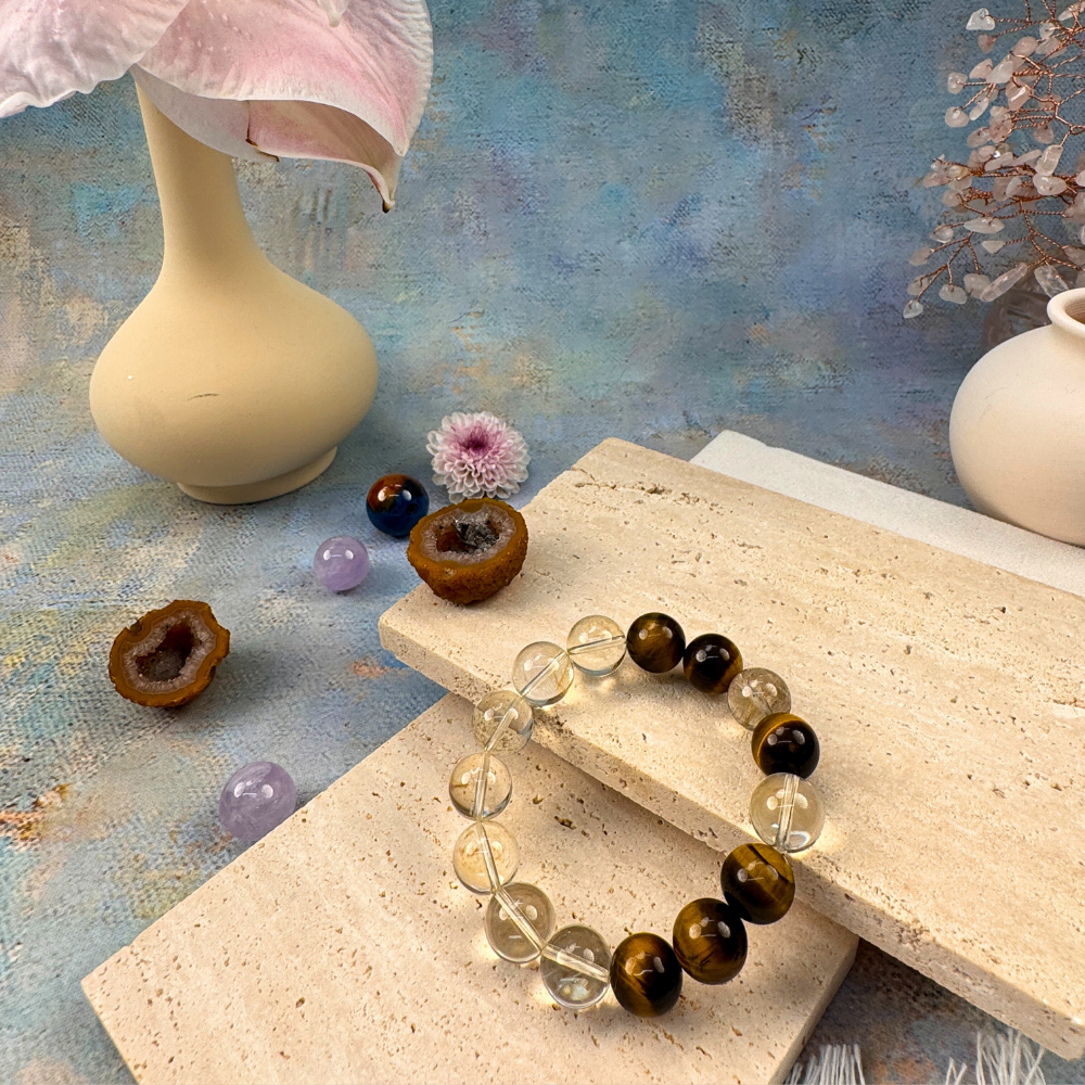 Tiger’s Eye Clear Quartz Protection Bracelet