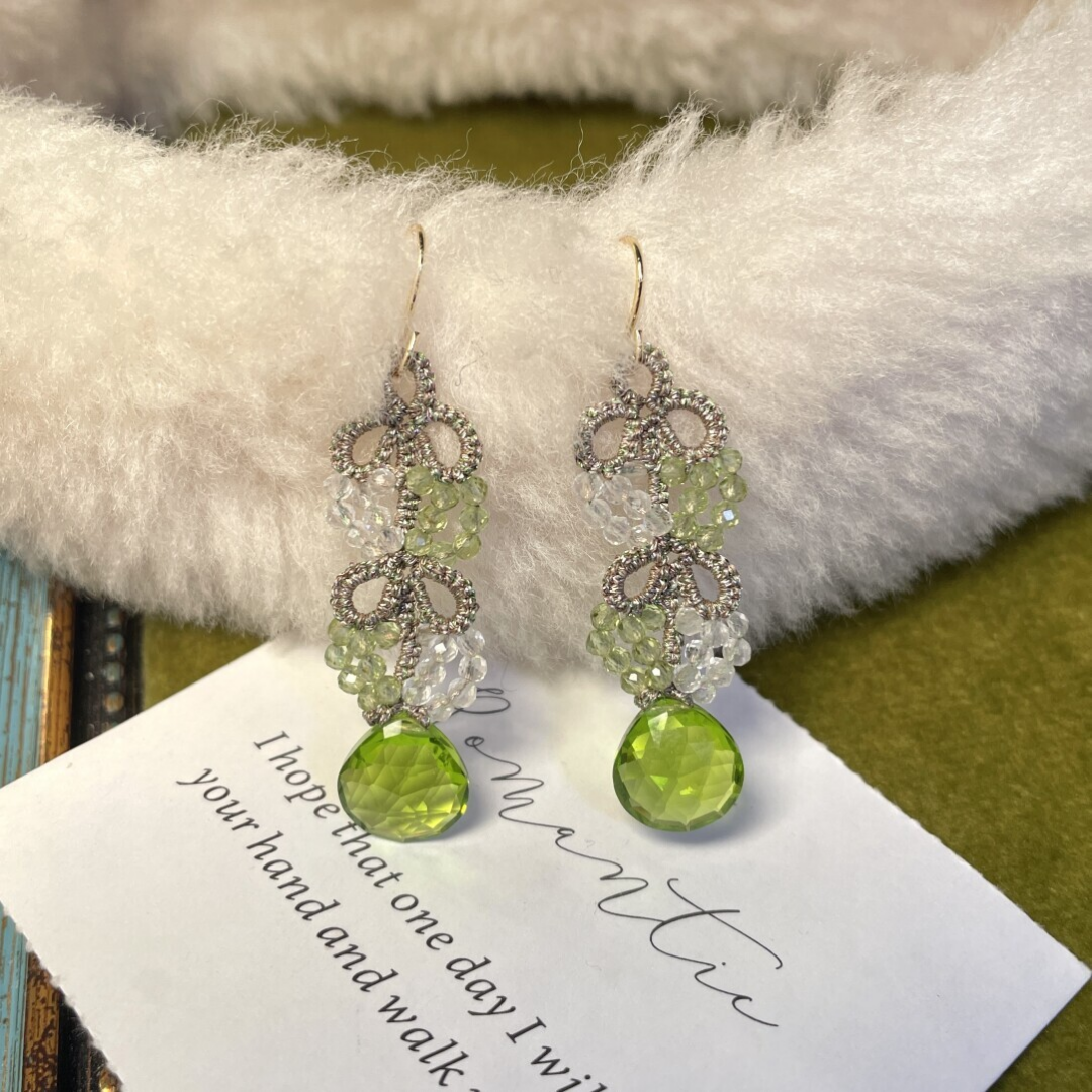 Vintage Teardrop Handwoven Tatting Earrings