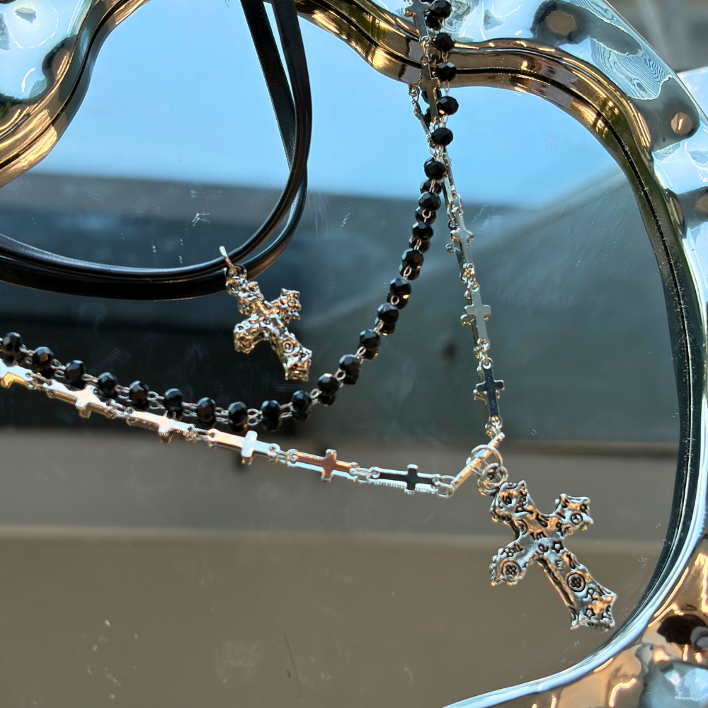 Metal Radiance Layered Cross Necklace