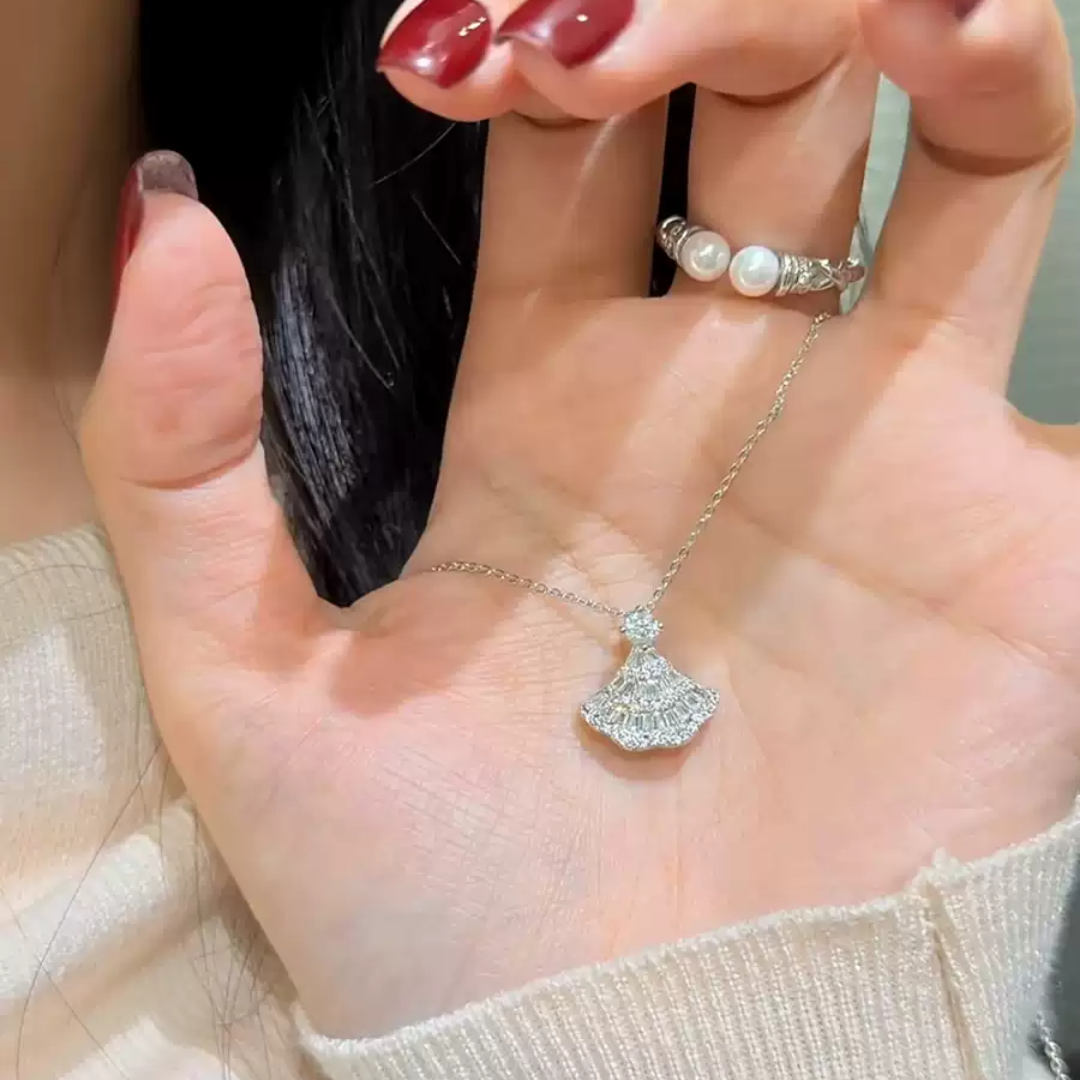 Princess Skirt Fan Pendant Necklace