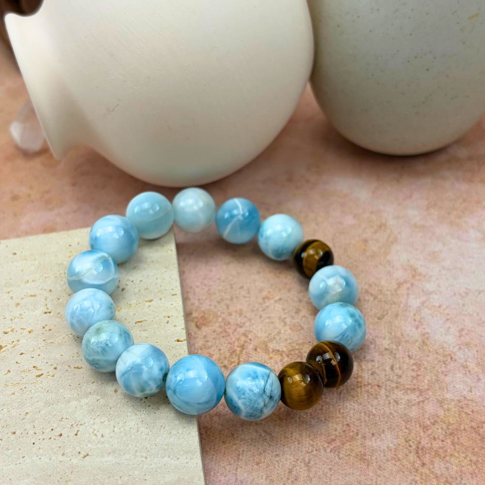 Larimar Tiger’s Eye Harmony Bracelet