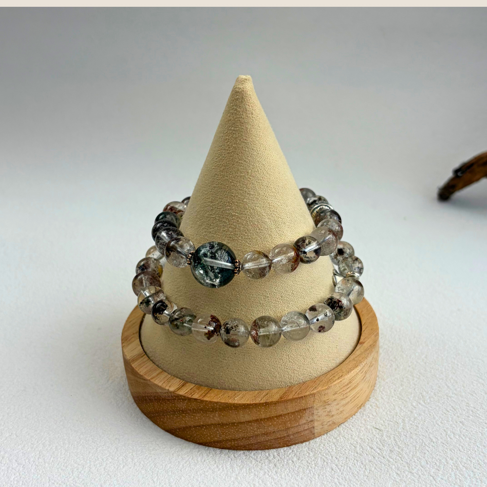 Green Phantom Quartz Silver Abundance Bracelet