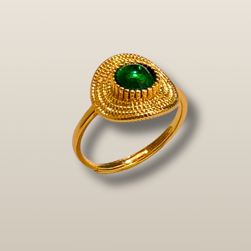 Green Agate Blessing Harmony Crystal Ring