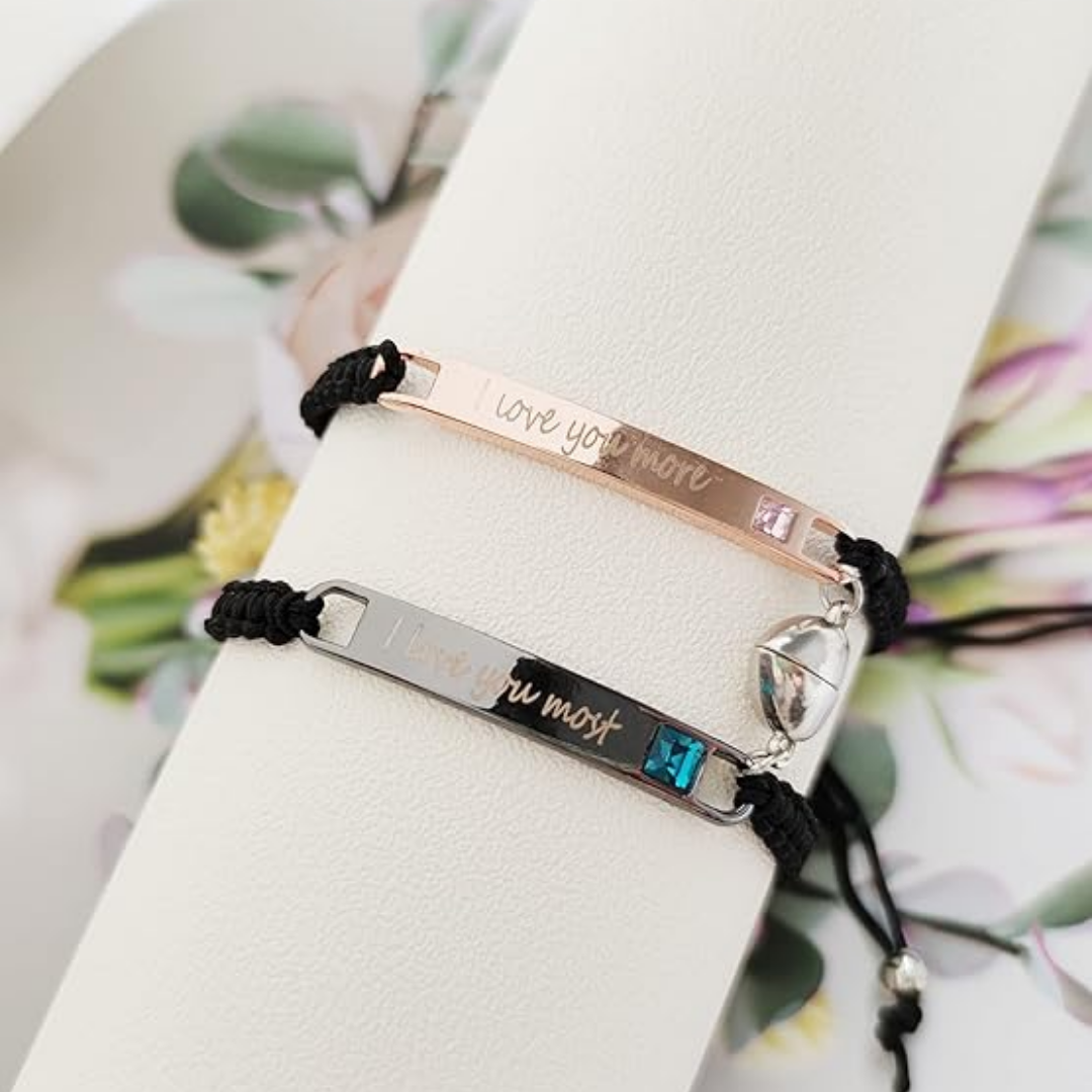 Couple Relationship Engraved Adjustable Braided Cord Bracelet