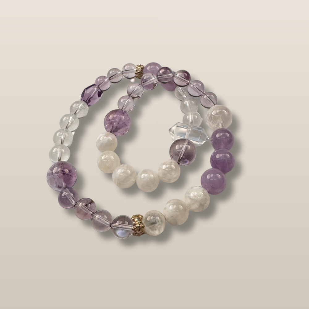 Amethyst Rose Quartz Snow Quartz Balance Bracelet
