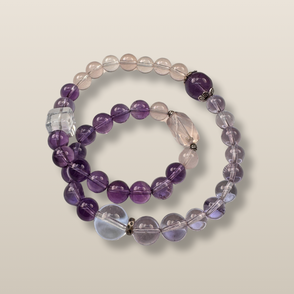 Amethyst Clear Quartz Clarity Balance Bracelet