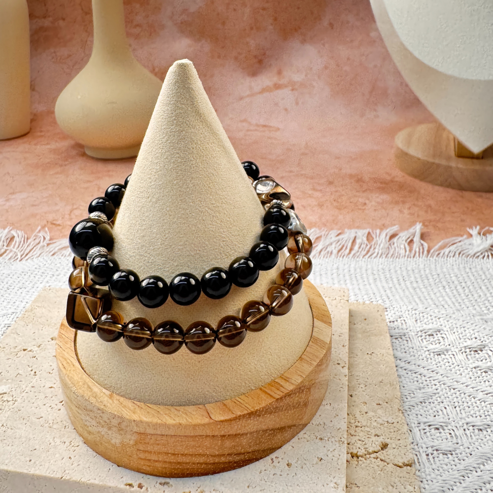 Smoky Quartz Obsidian Protection Bracelet