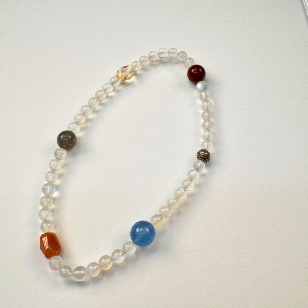 Aquamarine Garnet Moonstone Balance Bracelet