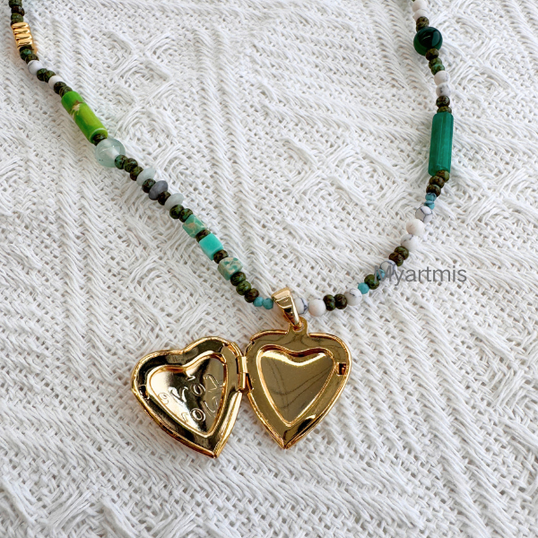 Natural Stone Beaded Necklace Stainless Steel Jewelry