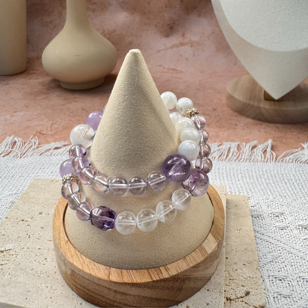 Amethyst Rose Quartz Snow Quartz Balance Bracelet