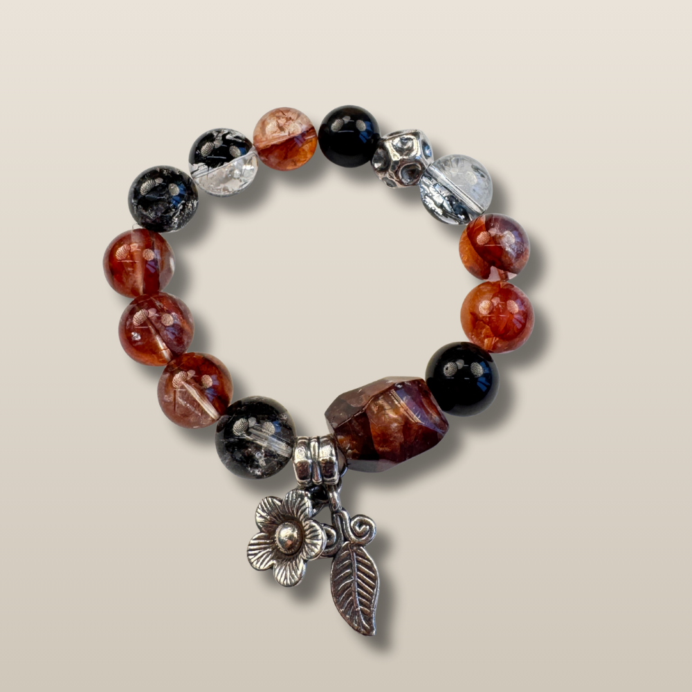 Red Rutilated Quartz Garnet Balance Bracelet
