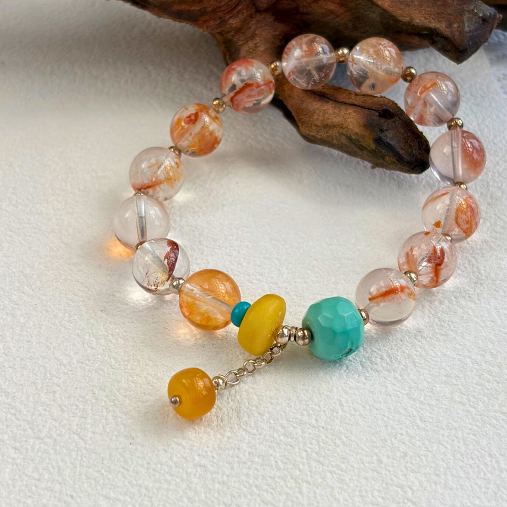 Golden Rutilated Quartz Amber Bracelet