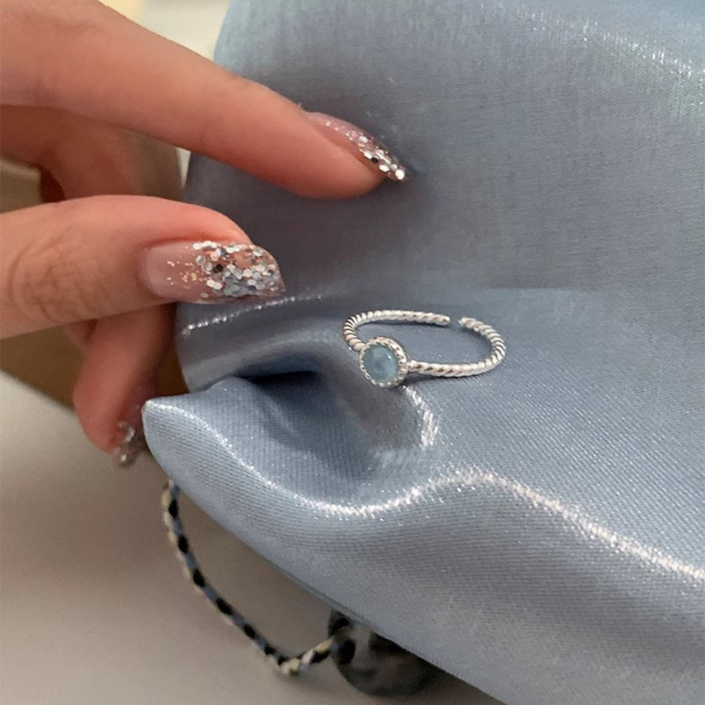 Aquamarine Silver Serenity Clarity Healing Ring