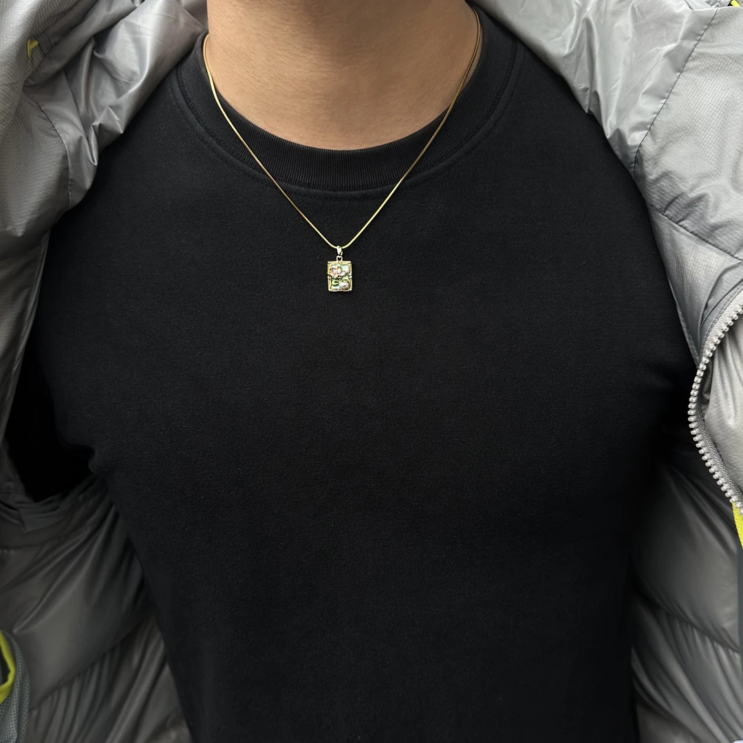 French Enamel Floral Titanium Steel Pendant Necklace
