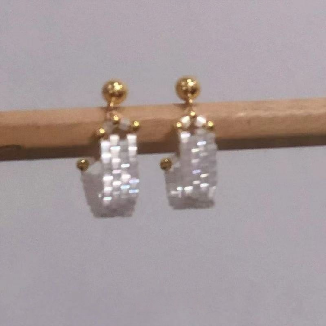 Handwoven Beaded Drop Earrings Minimalist Lace Style Stud Earrings