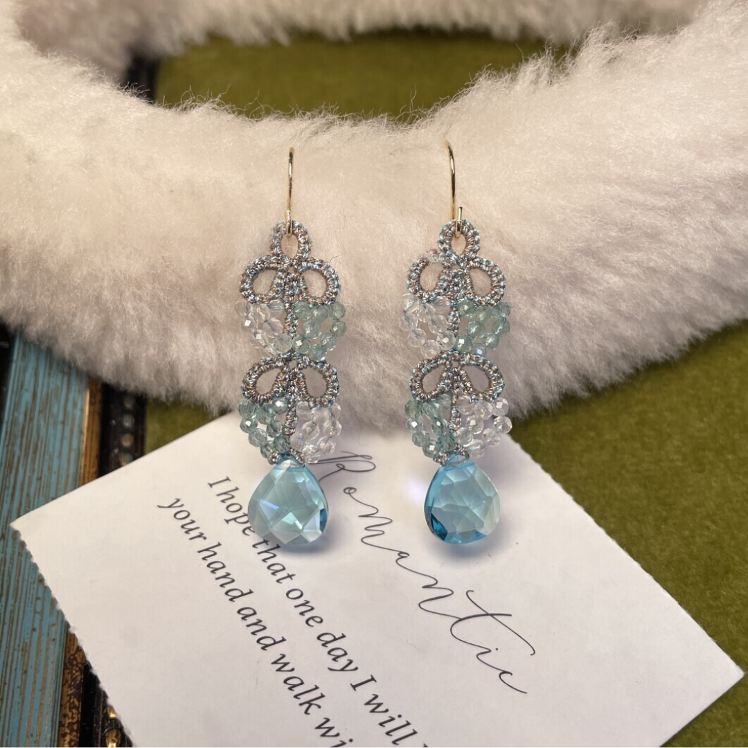 Vintage Teardrop Handwoven Tatting Earrings