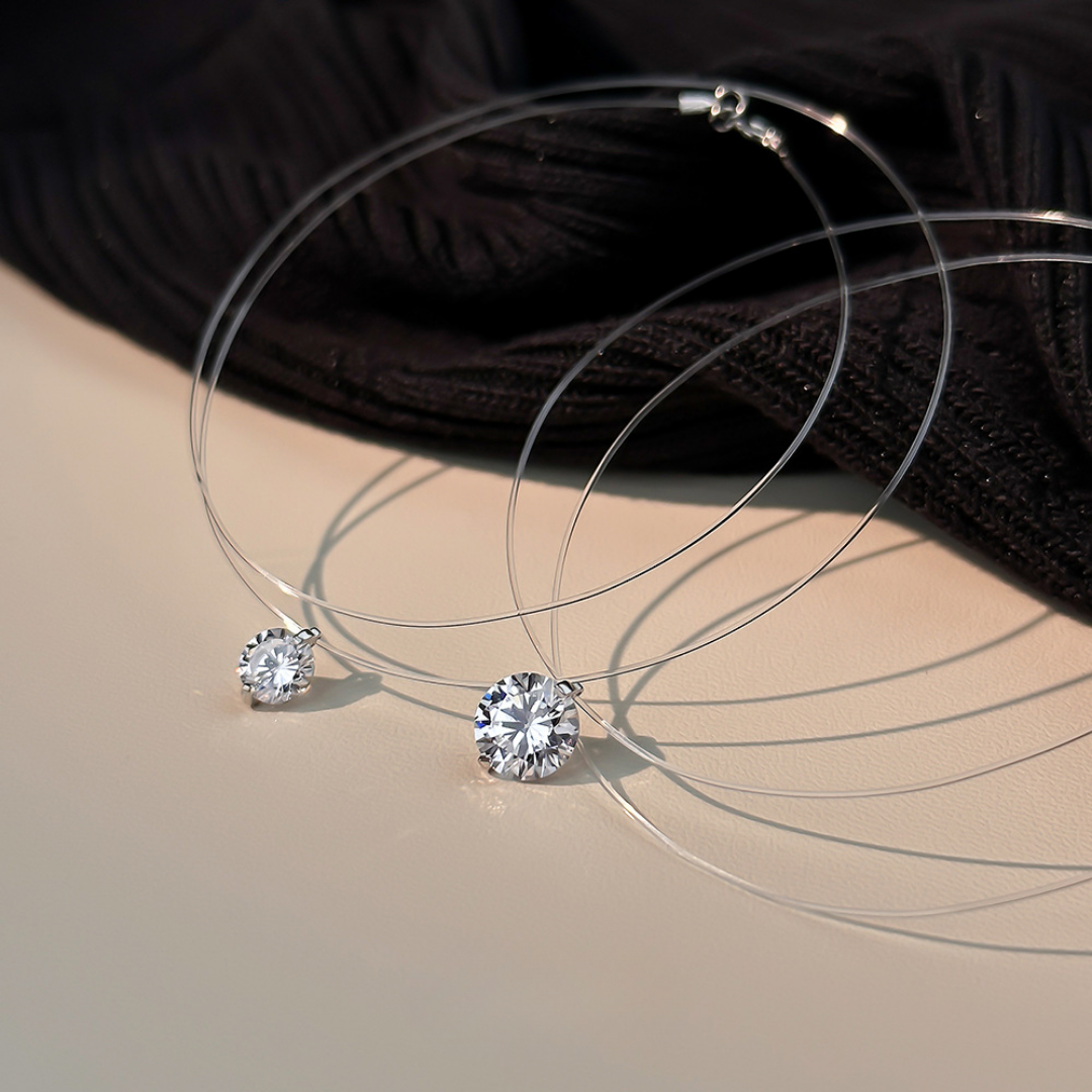Mermaid’s Tear Moissanite 925 Silver Invisible Fishing Line Pendant Necklace