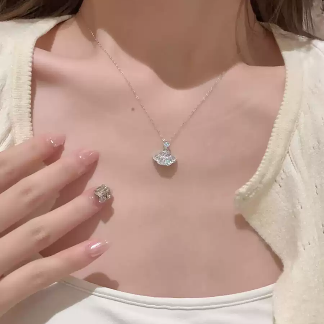 Princess Skirt Fan Pendant Necklace
