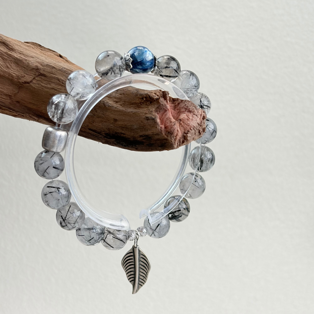 Black Rutilated Quartz Kyanite Clarity Bracelet