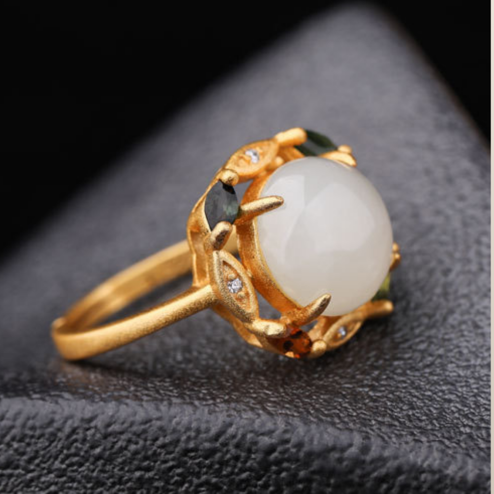 Hetian Jade Silver Prosperity Harmony Ring