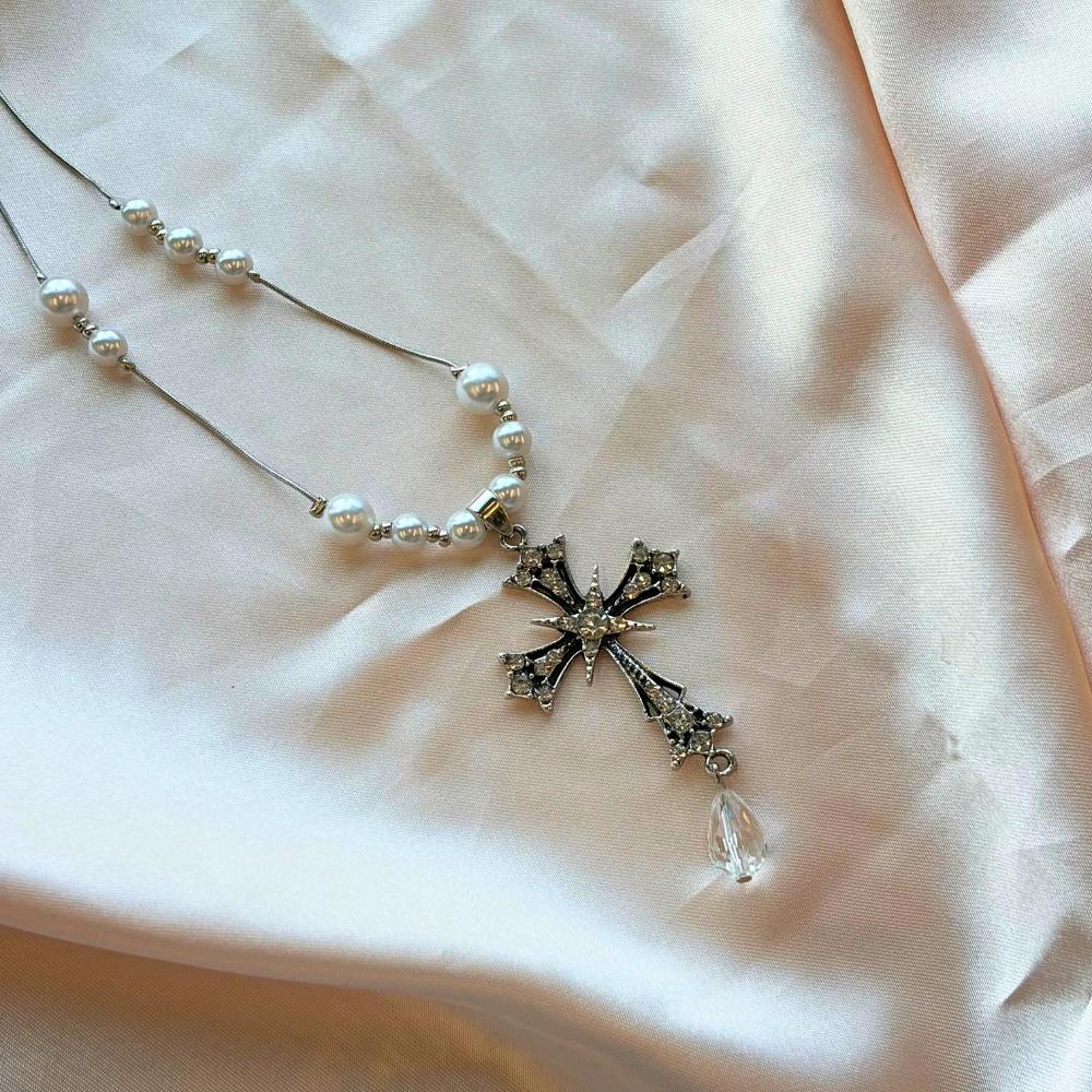 Pearl Metal Radiance Gothic Cross Necklace