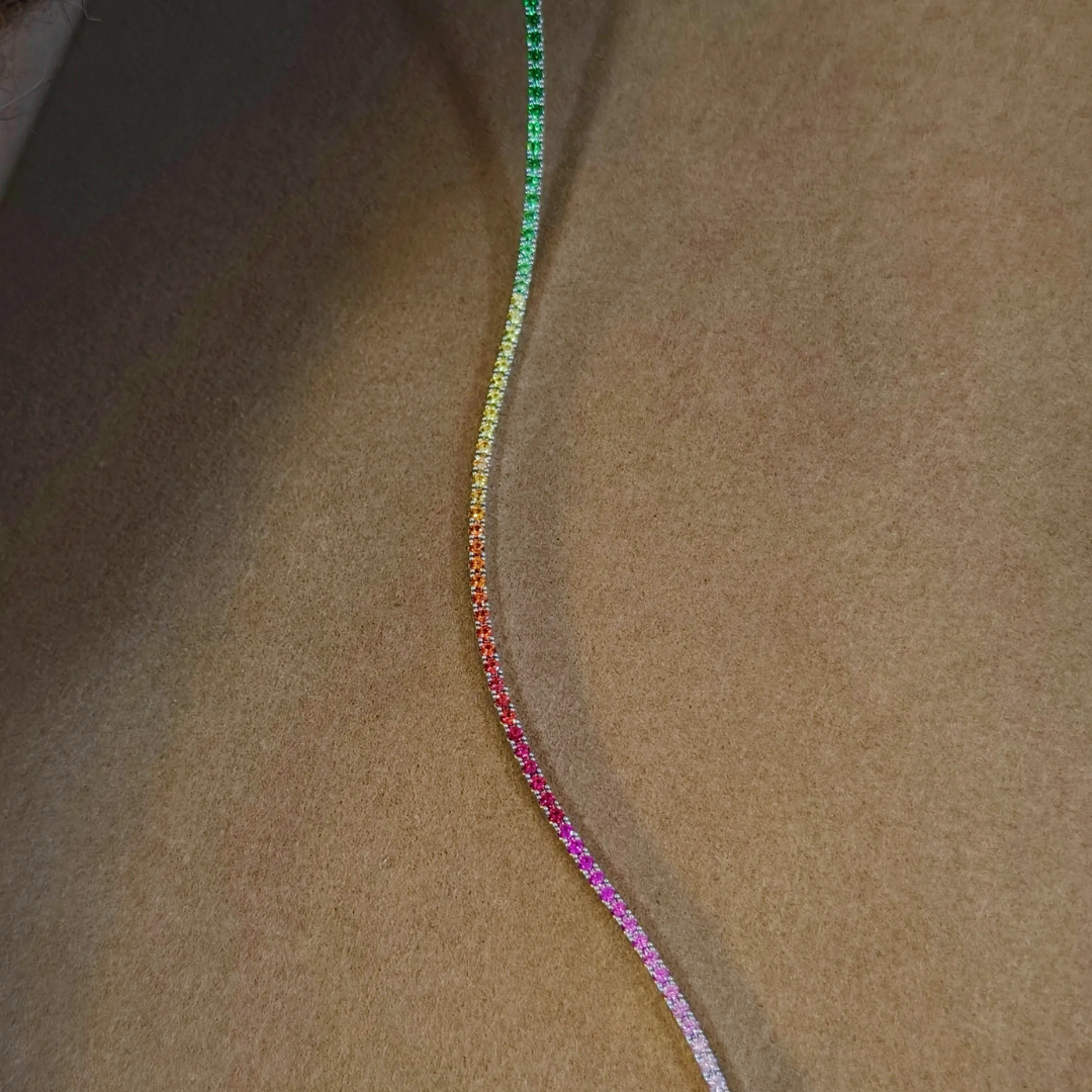 Lab Grown Diamond Blue Sapphire Gradient Rainbow Bracelet