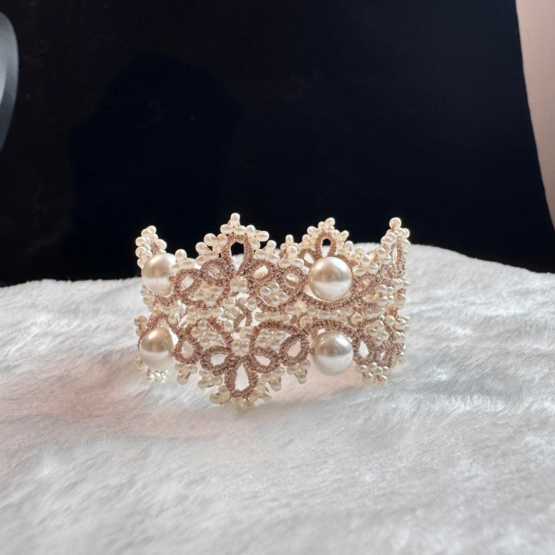 Handwoven Pearl Lace Adjustable Delicate Beaded Details Ring