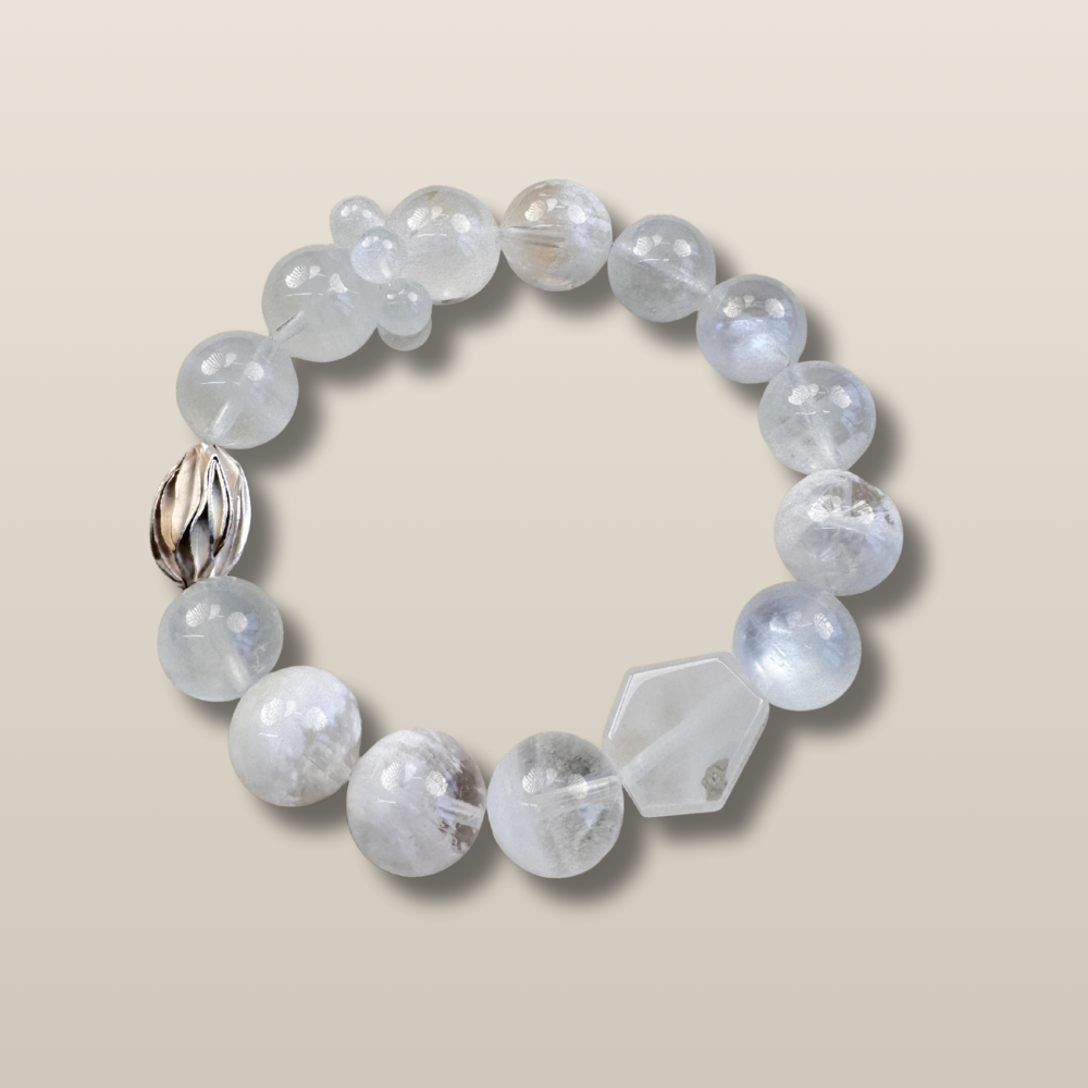Moonstone Clear Quartz Silver Balance Bracelet