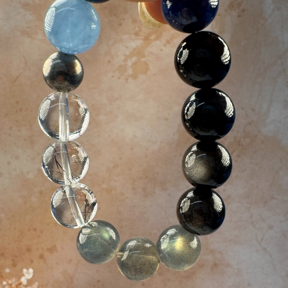 Aquamarine Labradorite Obsidian Balance Bracelet