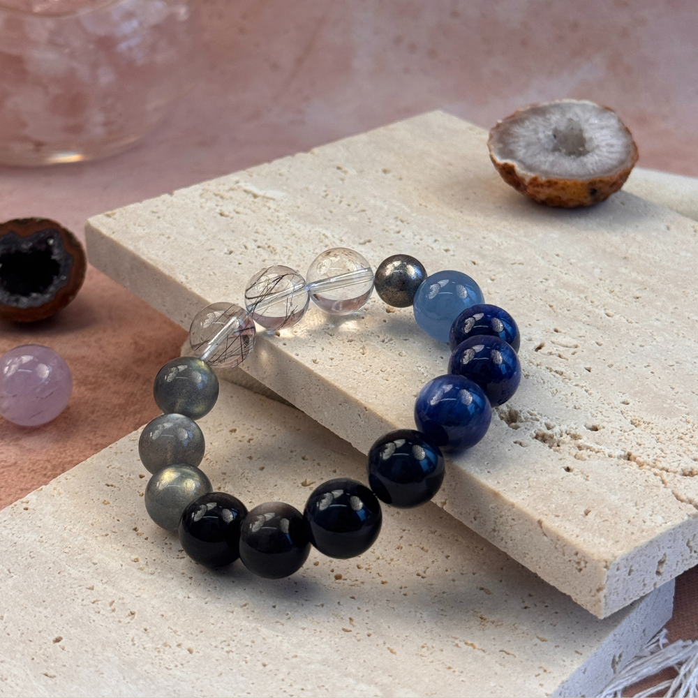 Aquamarine Labradorite Obsidian Balance Bracelet
