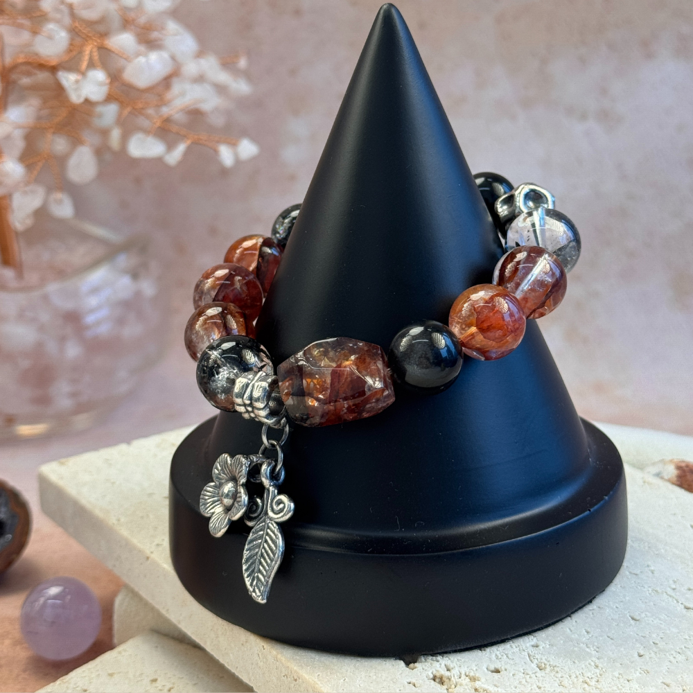 Red Rutilated Quartz Garnet Balance Bracelet