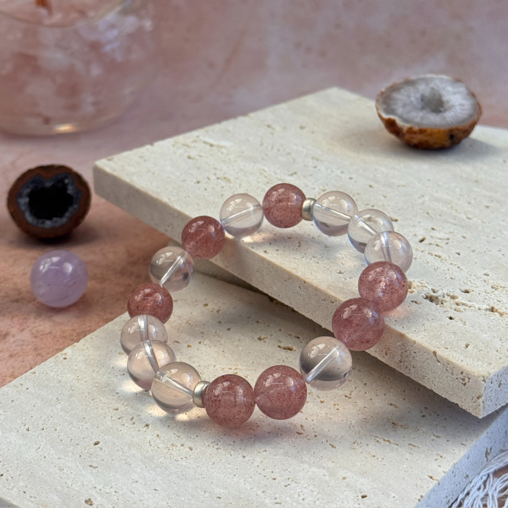 Strawberry Quartz Clear Quartz Harmony Bracelet