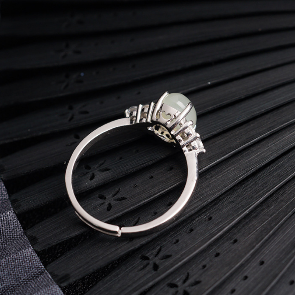 Hetian Jade Clear Quartz Serenity Ring