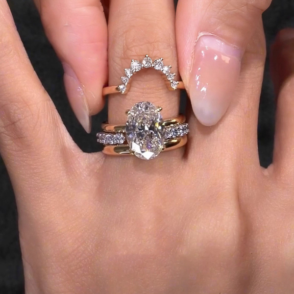 Oval Ture Love Bridal Adjustable Ring Set