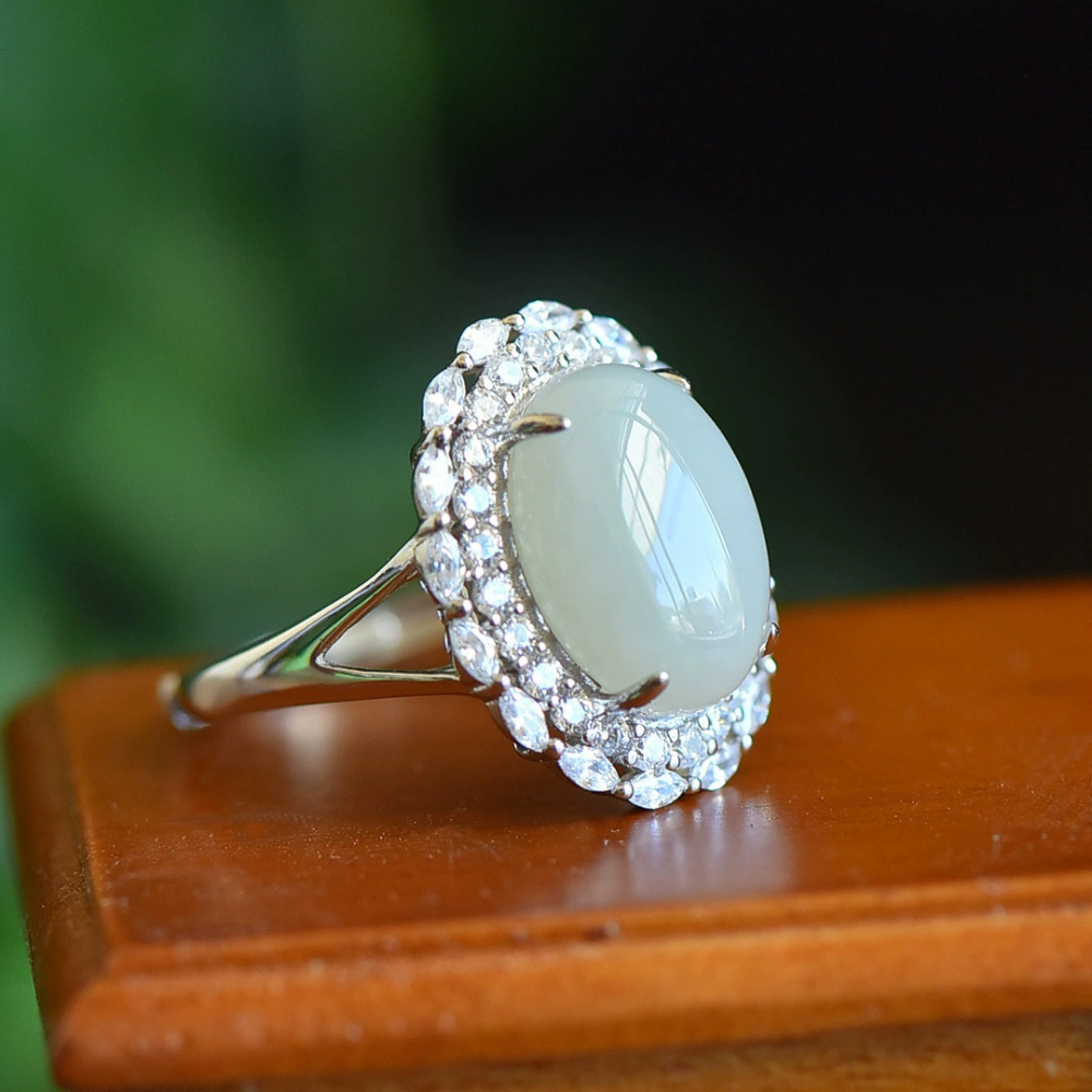 Jade Clear Quartz Serenity Ring