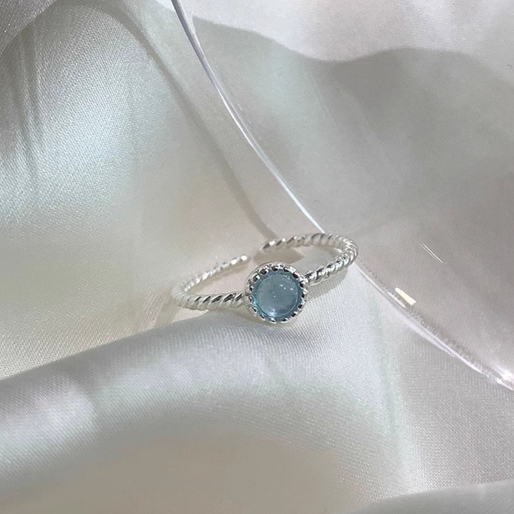 Aquamarine Silver Serenity Clarity Healing Ring