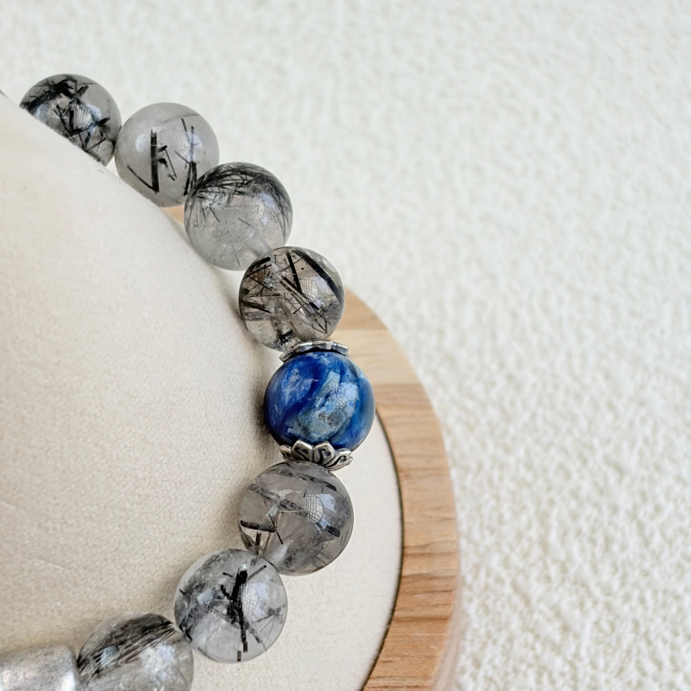 Black Rutilated Quartz Kyanite Clarity Bracelet