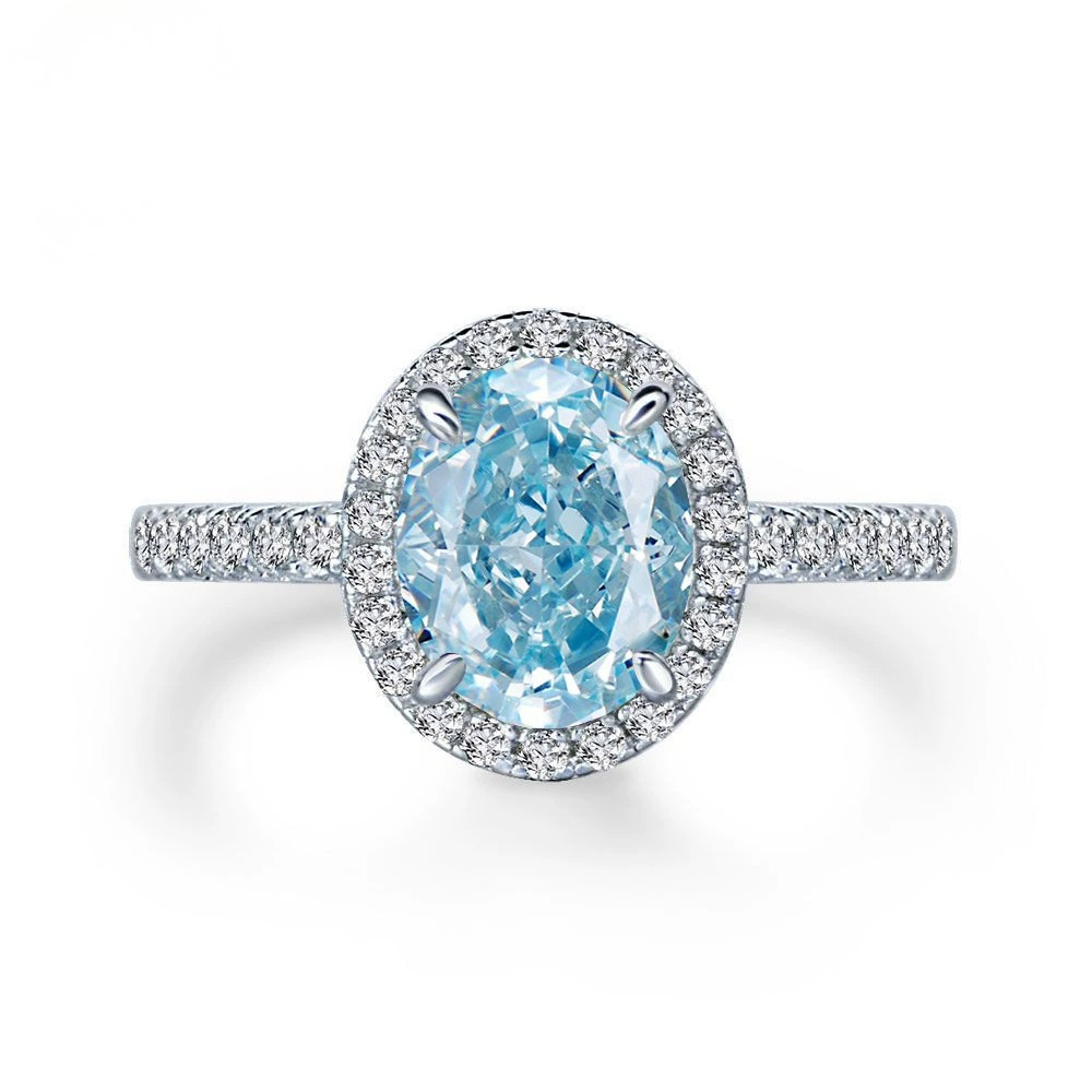 Aquamarine Silver Halo Serenity Healing Ring