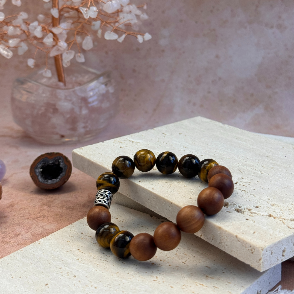 Tiger’s Eye Sandalwood Strength Balance Bracelet