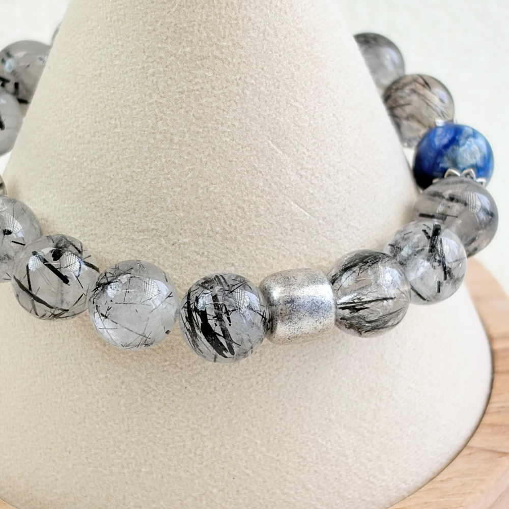 Black Rutilated Quartz Kyanite Clarity Bracelet