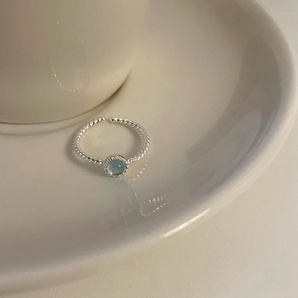 Aquamarine Silver Serenity Clarity Healing Ring