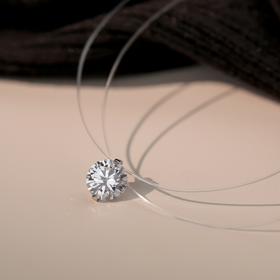 Mermaid’s Tear Moissanite 925 Silver Invisible Fishing Line Pendant Necklace