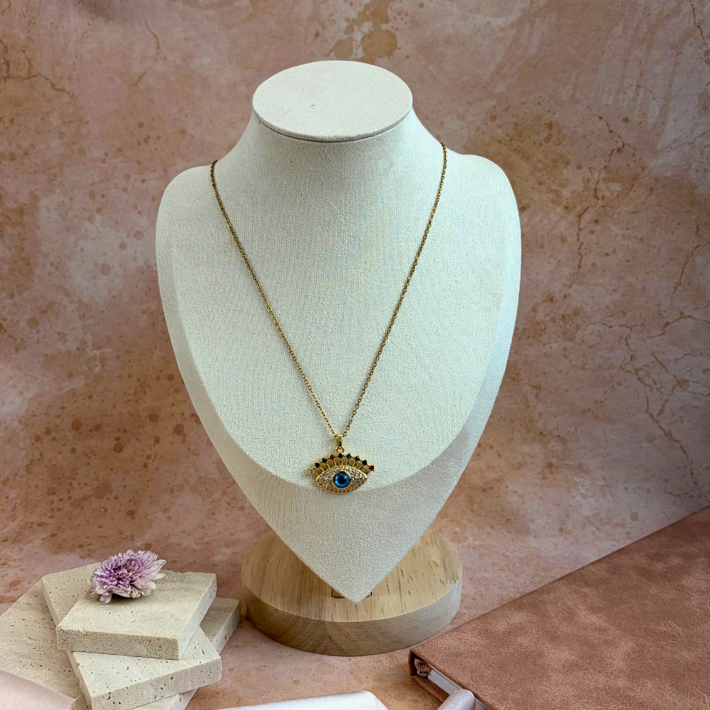 Blue Evil Eye Multi-Gem Protection Necklace